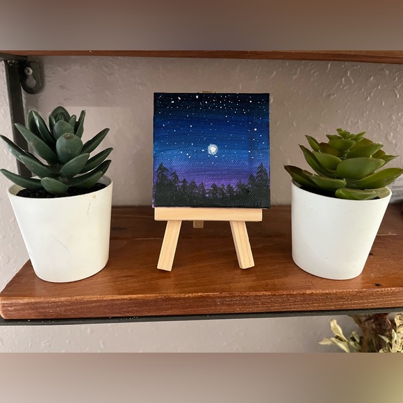 Tiny painting 3x3 canvas with easel - Picture 2 of 3